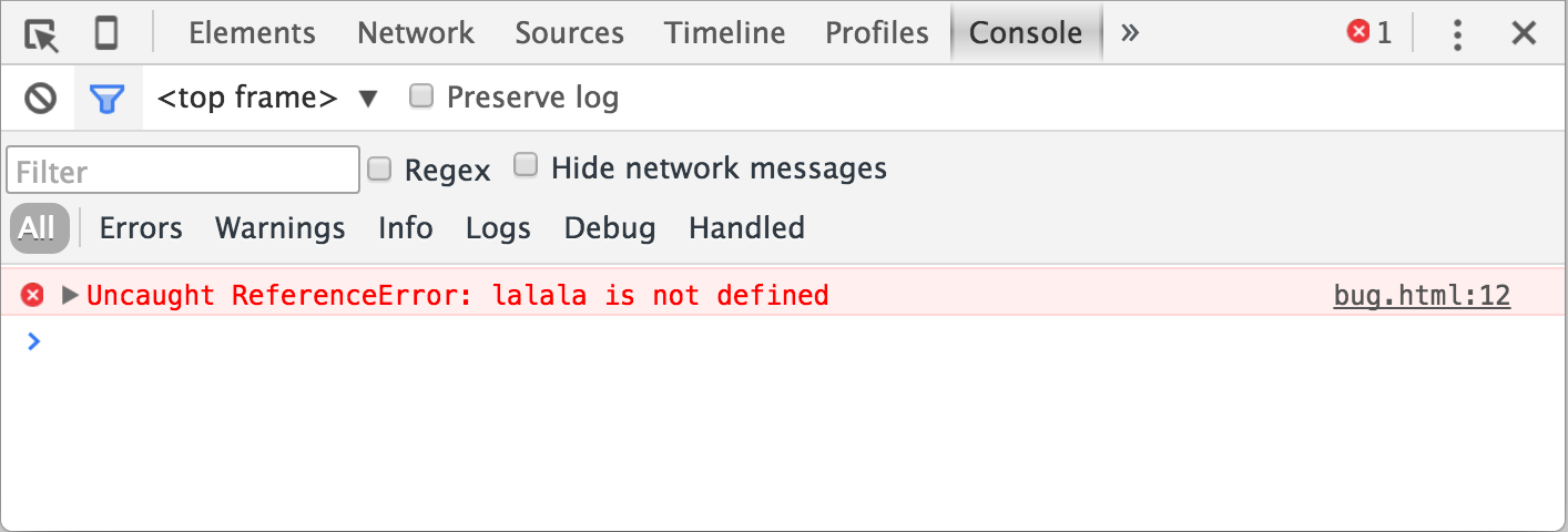 Log messages in the Console, DevTools